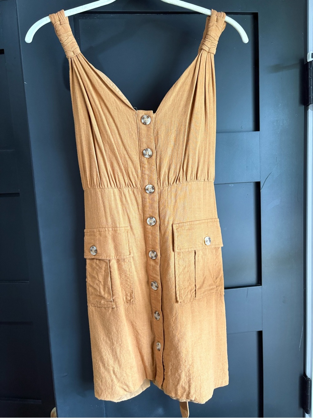 Lulus Rust Button Front Utility Mini Dress Size Large - Picture 4 of 6